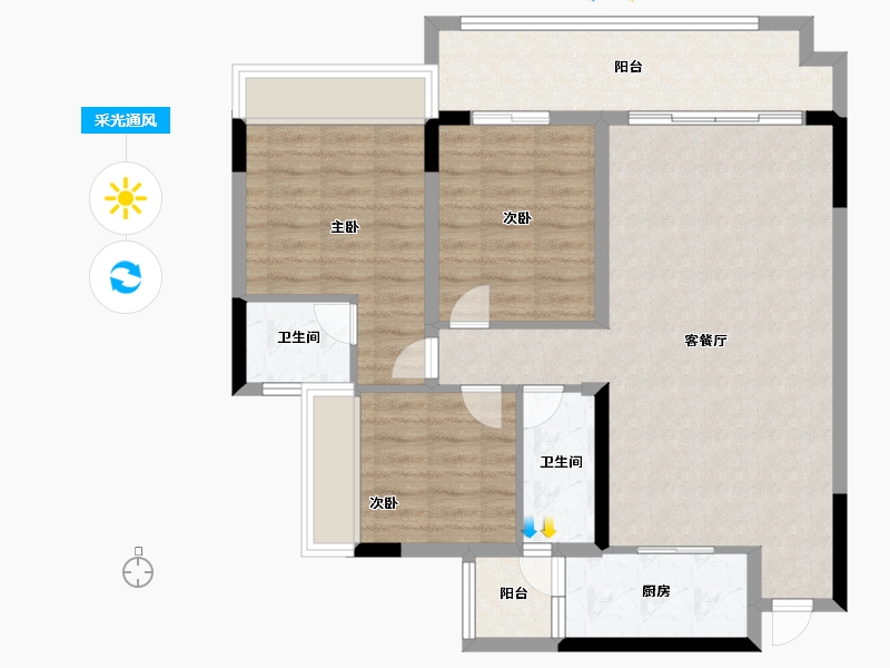 四川省-遂宁市-正黄·翡翠湾-92.00-户型库-采光通风