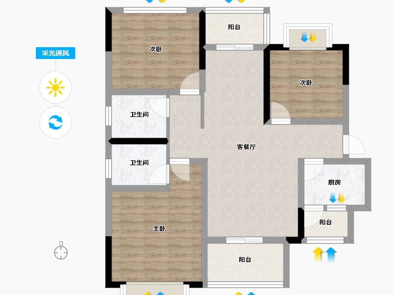 四川省-遂宁市-山屿湖·名门-87.20-户型库-采光通风