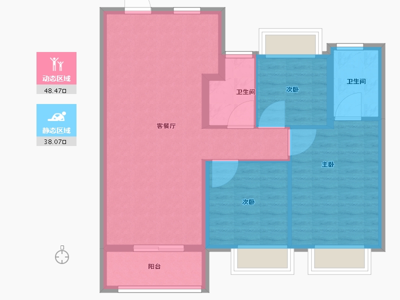 江苏省-苏州市-万科东方雅苑-78.01-户型库-动静分区