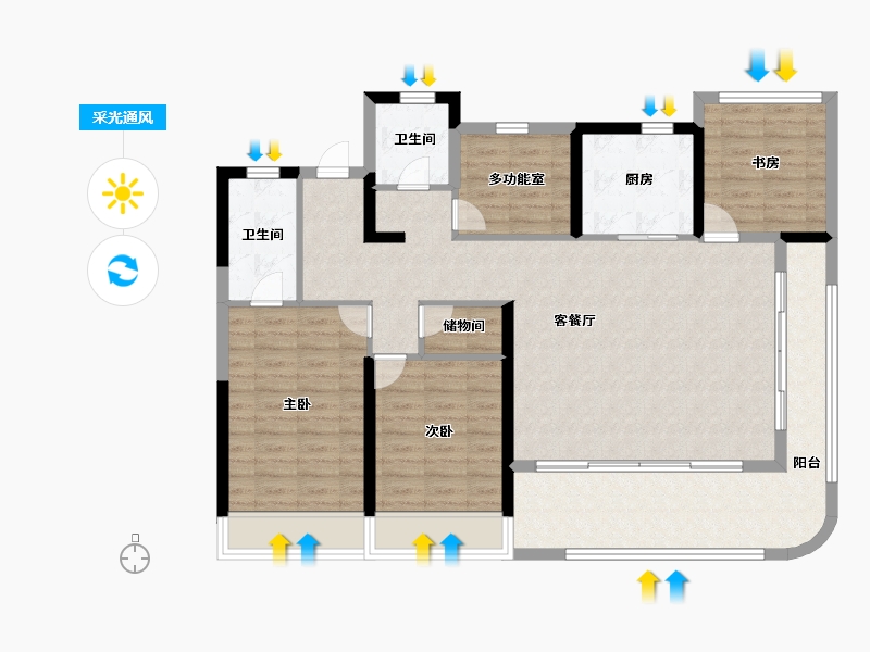 浙江省-温州市-云创上城-114.40-户型库-采光通风