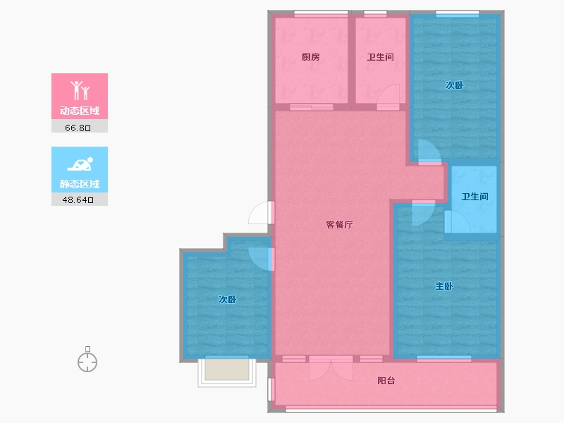 山东省-潍坊市-邦泰天璞-102.56-户型库-动静分区