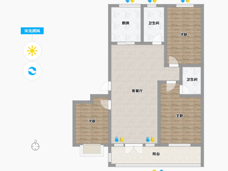 山东省-潍坊市-邦泰天璞-102.56-户型库-采光通风