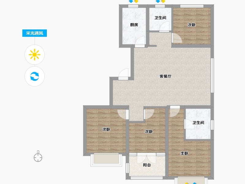 山东省-潍坊市-邦泰天璞-93.05-户型库-采光通风