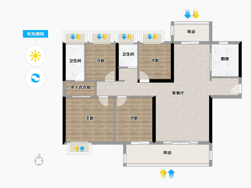 广东省-梅州市-敏捷奥园珑玥府-112.78-户型库-采光通风