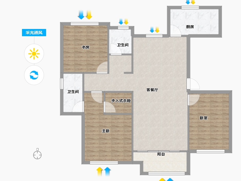 河南省-开封市-绿城·桃李春风-114.40-户型库-采光通风