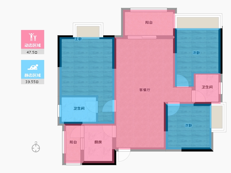 四川省-遂宁市-山屿湖·名门-76.62-户型库-动静分区