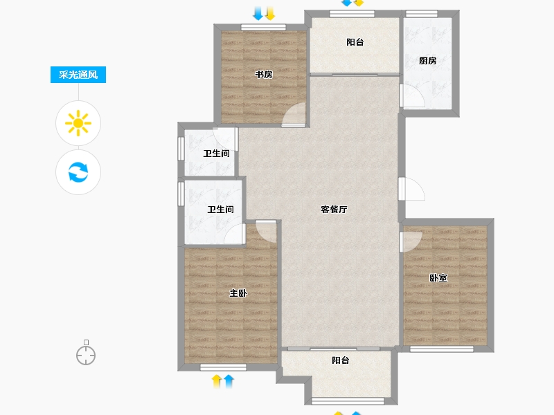 河南省-开封市-绿城·桃李春风-108.00-户型库-采光通风