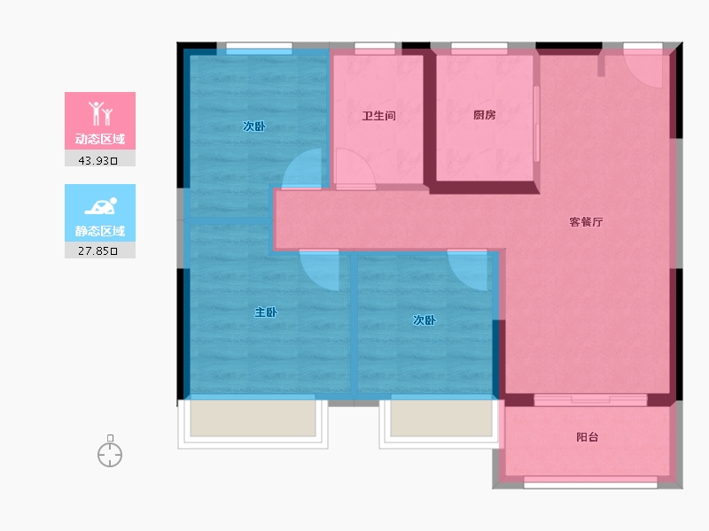 江苏省-南京市-都会澜岸-64.08-户型库-动静分区