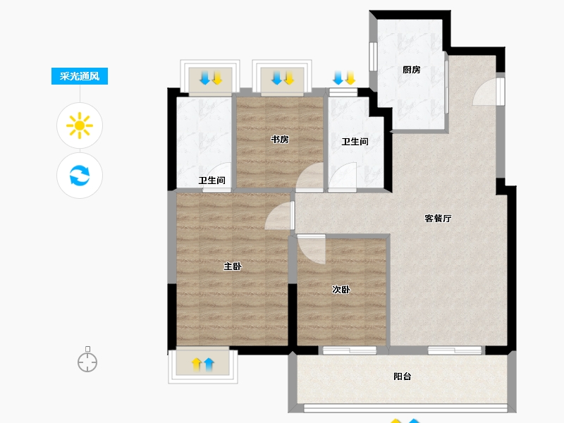 江苏省-苏州市-雅樾澜庭-82.00-户型库-采光通风