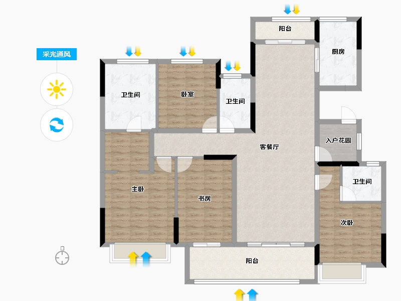 山东省-泰安市-绿景·桃李春风-140.00-户型库-采光通风