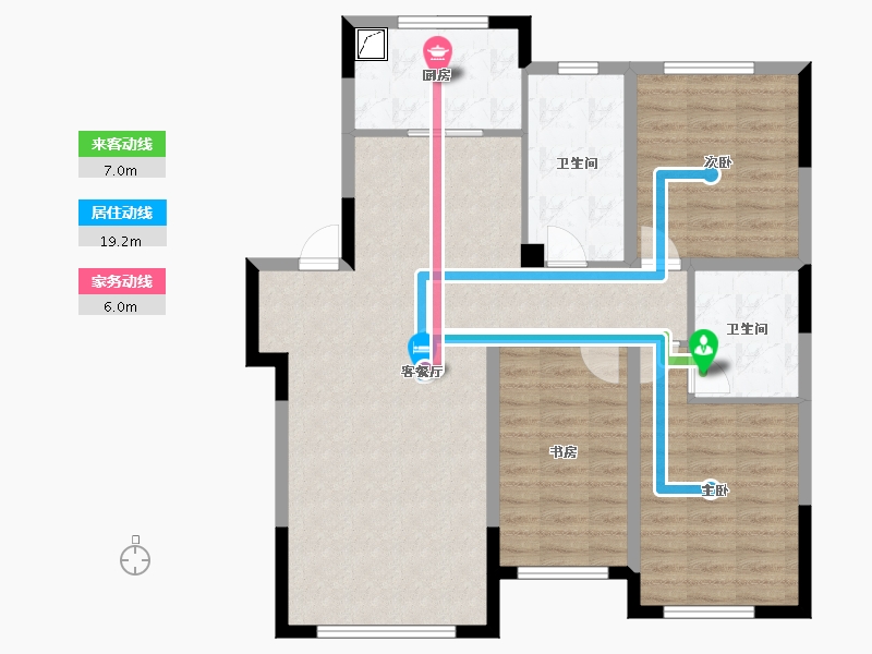 辽宁省-盘锦市-蓝色康桥M区·公园里-99.75-户型库-动静线