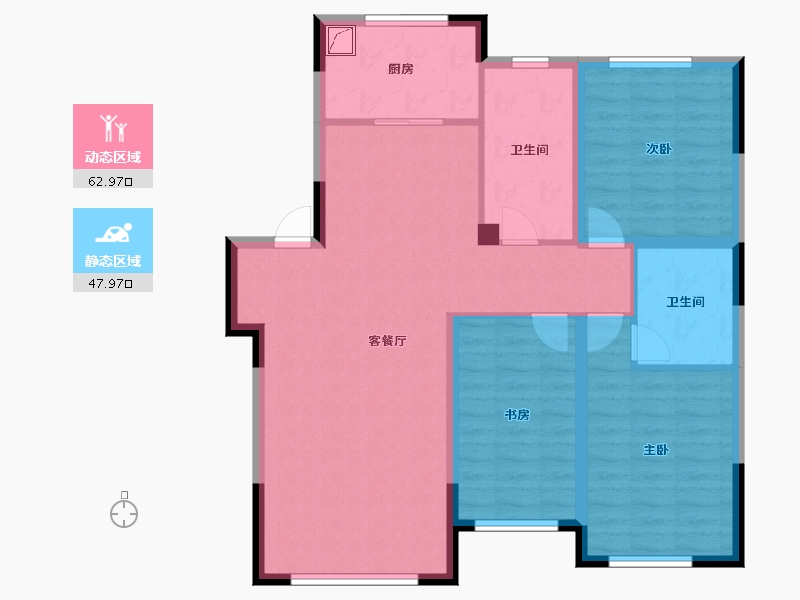 辽宁省-盘锦市-蓝色康桥M区·公园里-99.75-户型库-动静分区