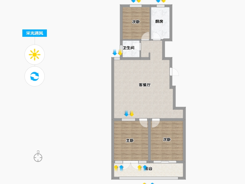 山东省-潍坊市-邦泰天璞-87.21-户型库-采光通风