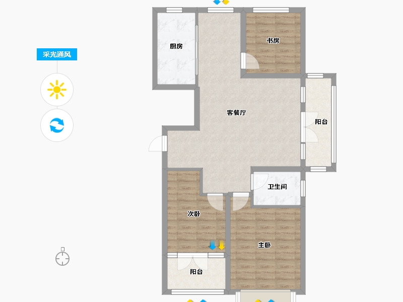 山东省-潍坊市-邦泰天璞-89.05-户型库-采光通风