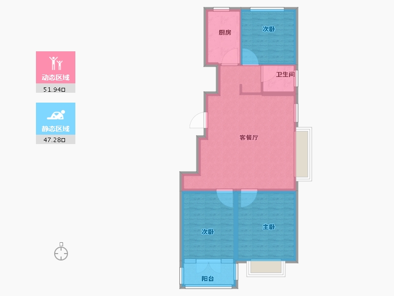 山东省-潍坊市-邦泰天璞-89.60-户型库-动静分区