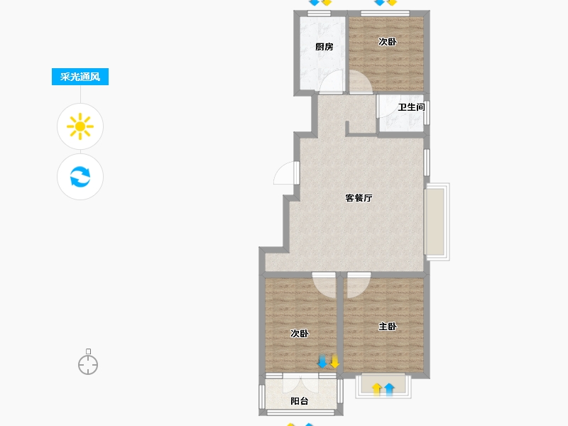 山东省-潍坊市-邦泰天璞-89.60-户型库-采光通风