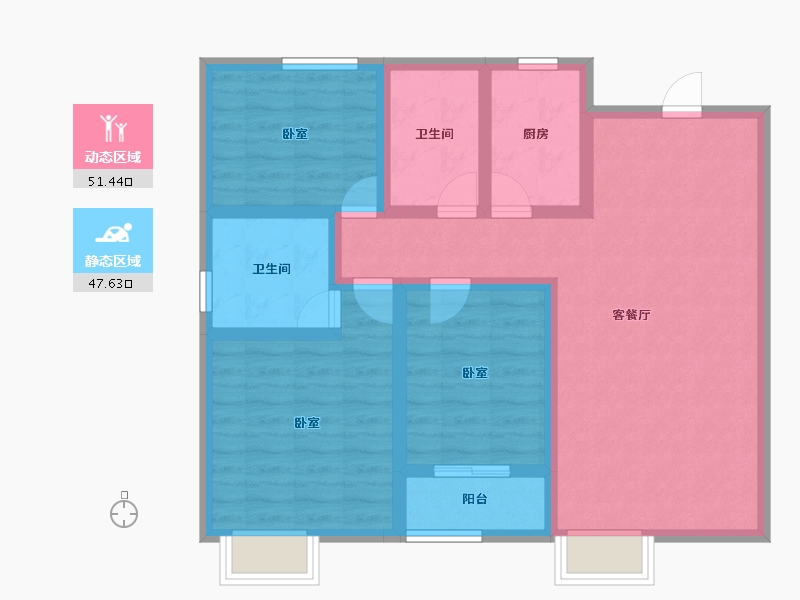 河北省-邢台市-滨河上智家园-87.35-户型库-动静分区