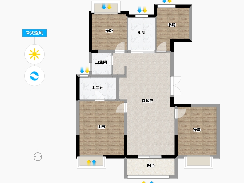 江苏省-苏州市-金科旭辉悦章-101.22-户型库-采光通风