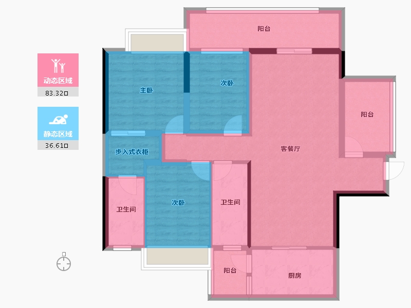 广东省-阳江市-宏强时代四期珺悦-106.67-户型库-动静分区