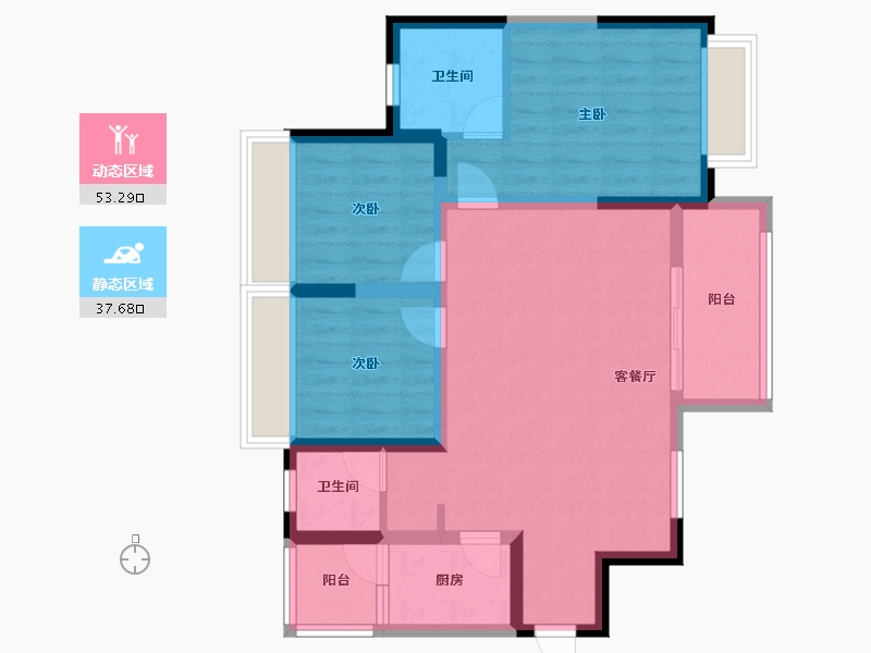 四川省-遂宁市-山屿湖·名门-80.45-户型库-动静分区