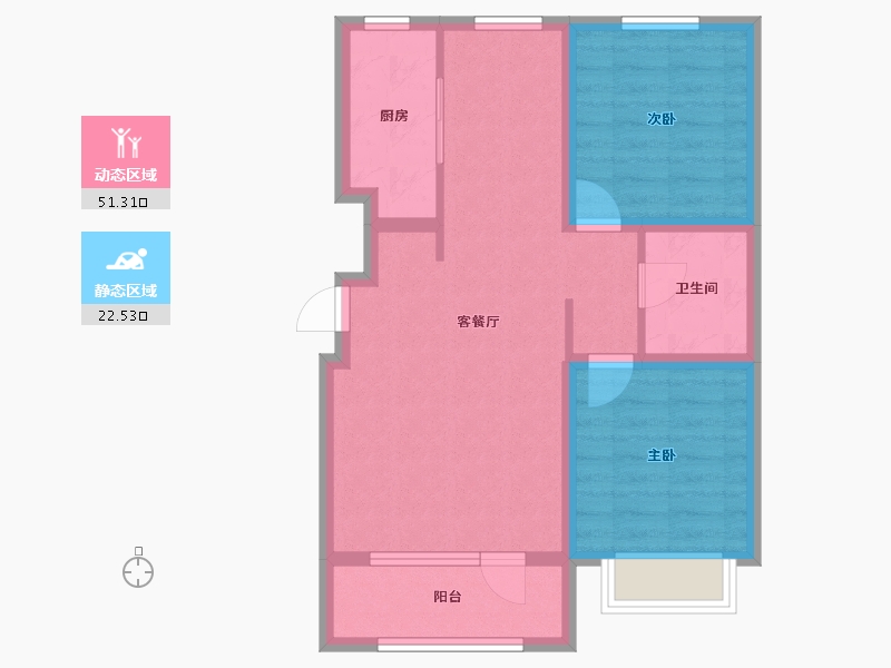 辽宁省-铁岭市-金城·山水源著-65.28-户型库-动静分区