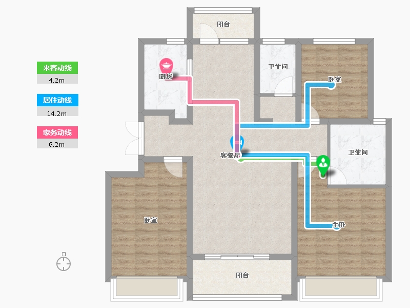 山东省-泰安市-开元盛世望岳园-104.25-户型库-动静线