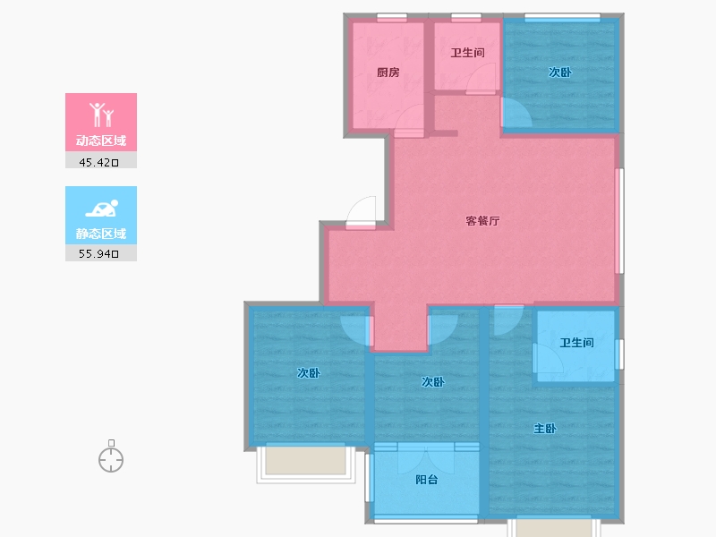 山东省-潍坊市-邦泰天璞-90.09-户型库-动静分区