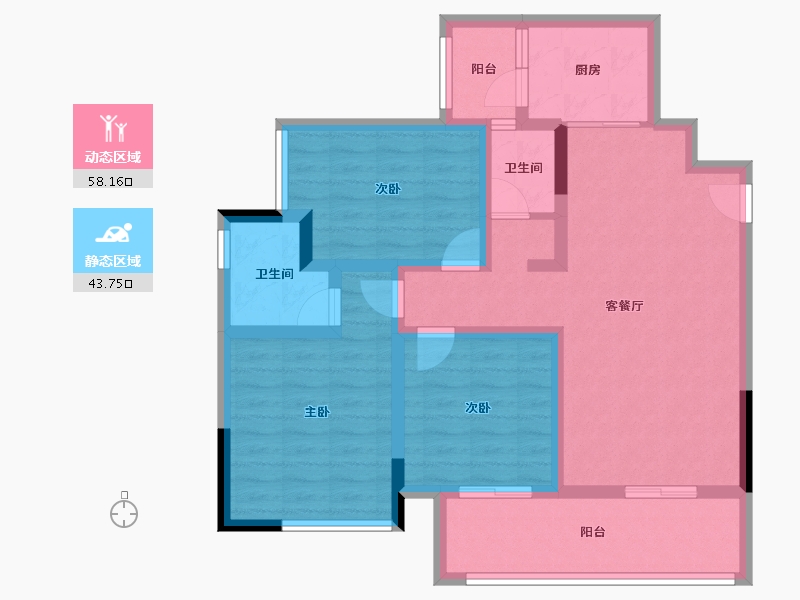 四川省-遂宁市-江山原筑-89.61-户型库-动静分区