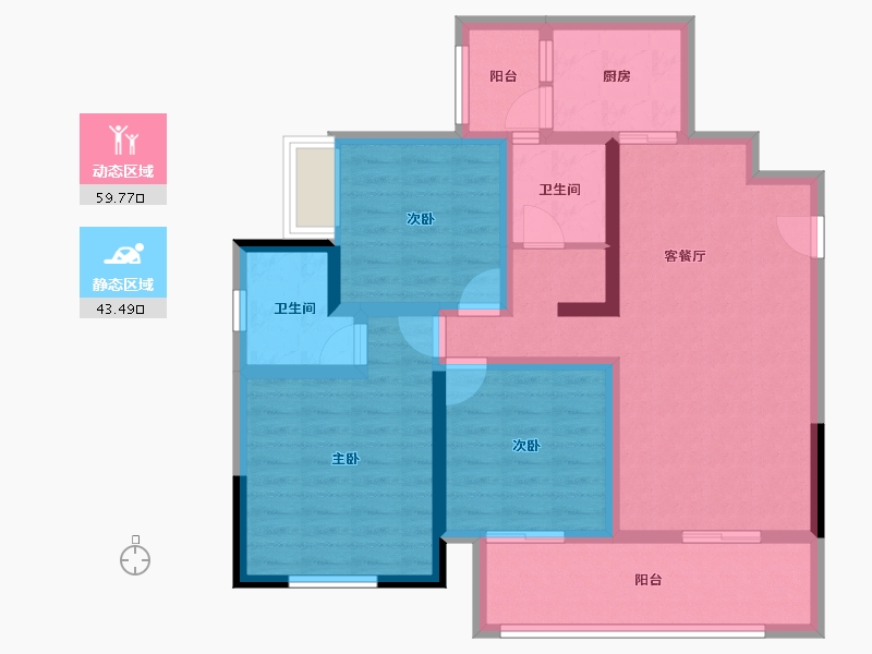 四川省-遂宁市-江山原筑-90.69-户型库-动静分区