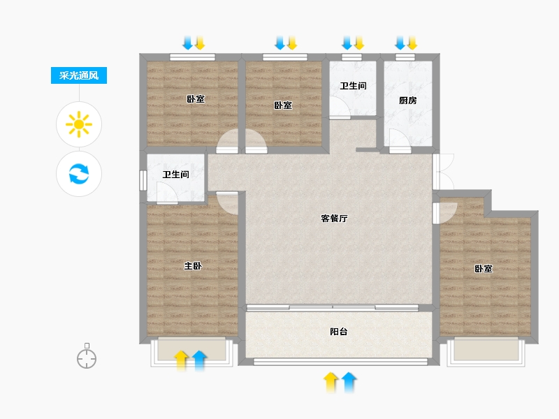 山东省-泰安市-开元盛世望岳园-116.00-户型库-采光通风