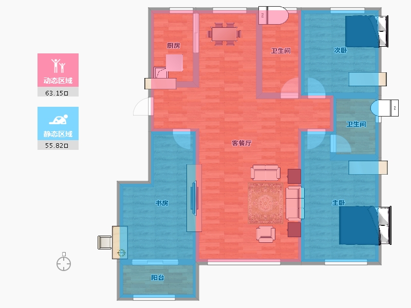 山东省-淄博市-维纳锶-105.61-户型库-动静分区