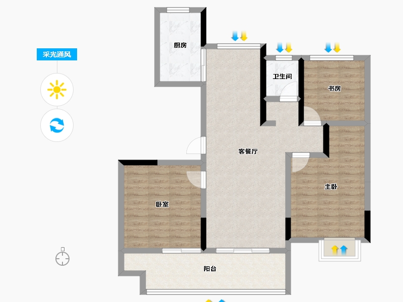 安徽省-巢湖市-明发和城首府-89.82-户型库-采光通风