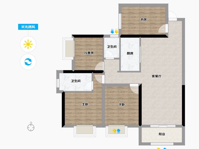 广西壮族自治区-钦州市-松宇时代城-112.05-户型库-采光通风