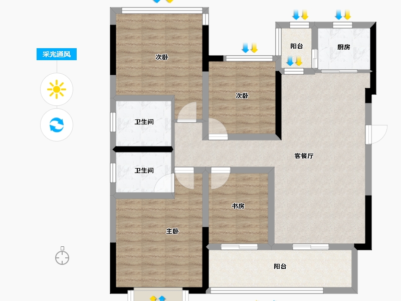 四川省-遂宁市-山屿湖·名门-98.84-户型库-采光通风