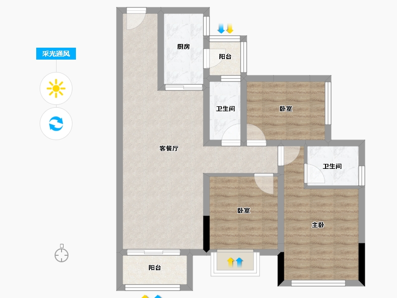 四川省-雅安市-领地蘭台府3期-75.35-户型库-采光通风