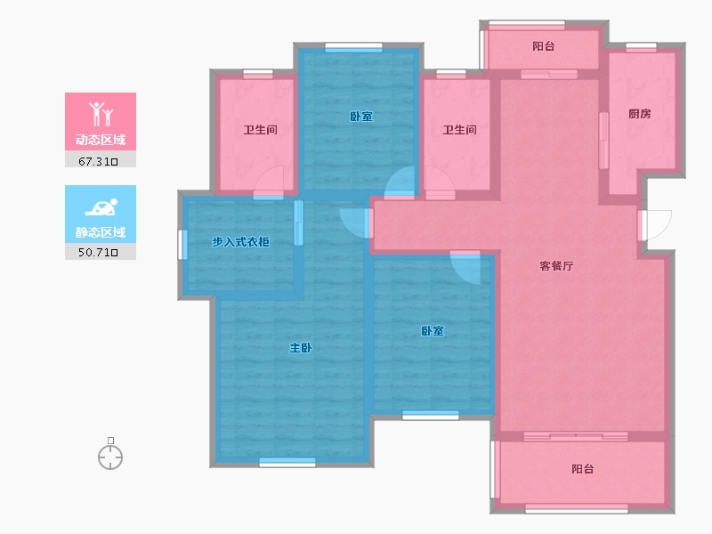 江苏省-盐城市-西城美地-104.00-户型库-动静分区