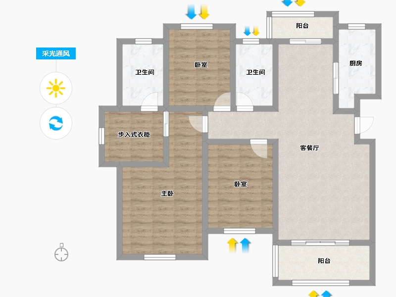 江苏省-盐城市-西城美地-104.00-户型库-采光通风