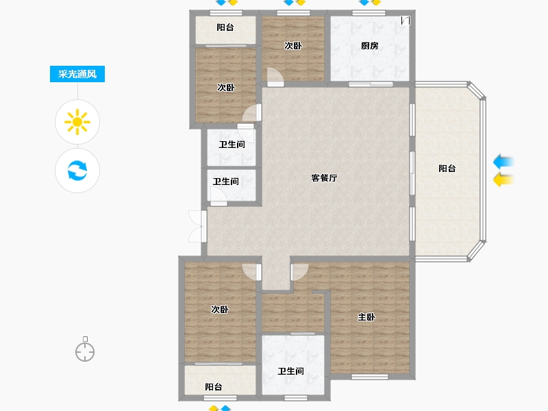 山东省-泰安市-龙湖公园里·公园里-166.52-户型库-采光通风