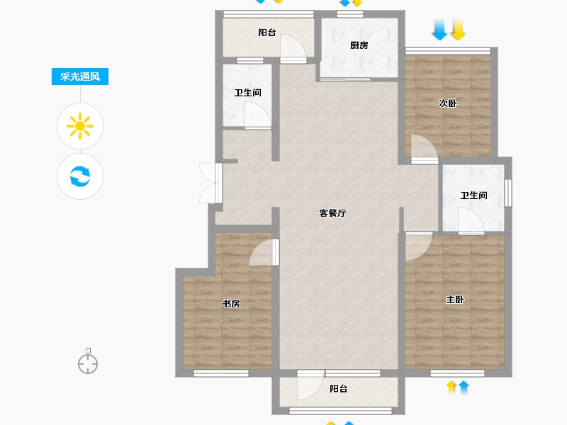 辽宁省-铁岭市-汇合・沣林居三期-119.01-户型库-采光通风