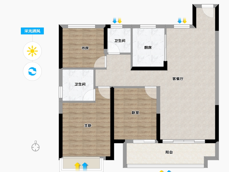 安徽省-宿州市-砀山古城-94.40-户型库-采光通风