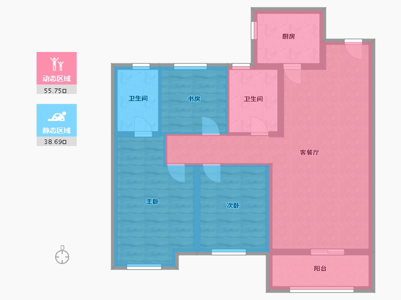 辽宁省-铁岭市-金城·山水源著-84.00-户型库-动静分区