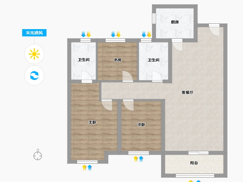 辽宁省-铁岭市-金城·山水源著-84.00-户型库-采光通风