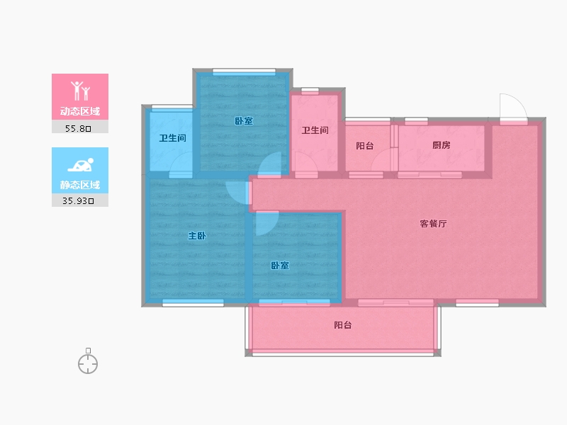 四川省-雅安市-正黄金域华府-81.60-户型库-动静分区