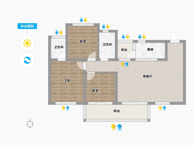 四川省-雅安市-正黄金域华府-81.60-户型库-采光通风