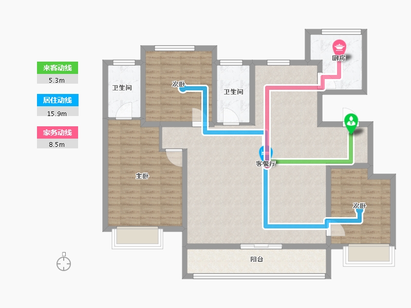 江苏省-苏州市-紫锦墅院-113.05-户型库-动静线