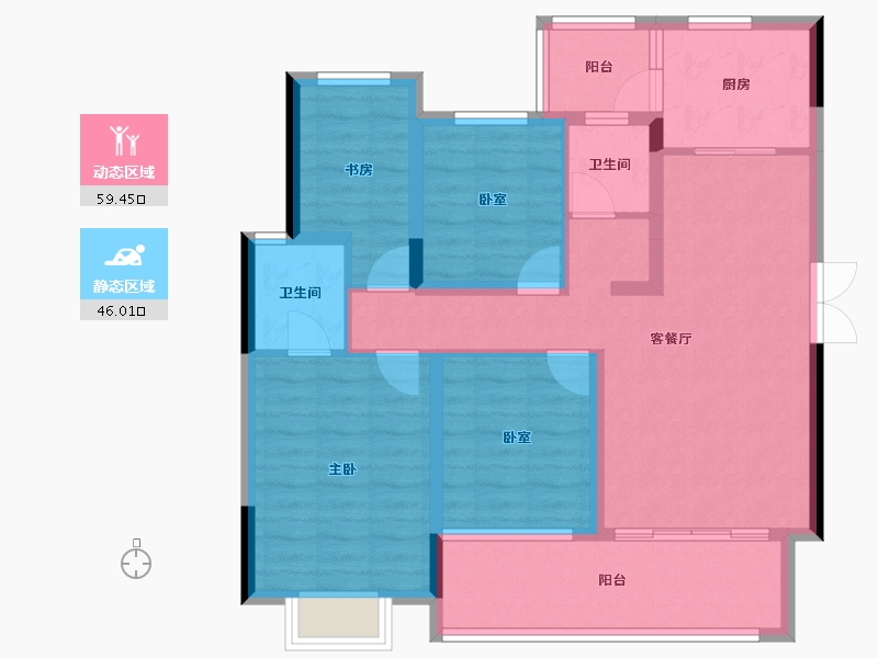 四川省-雅安市-领地蘭台府3期-93.50-户型库-动静分区