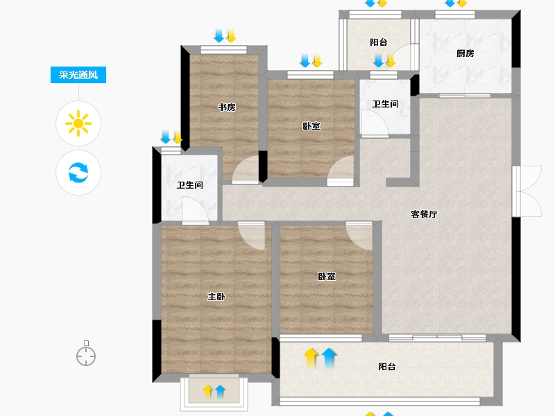 四川省-雅安市-领地蘭台府3期-93.50-户型库-采光通风