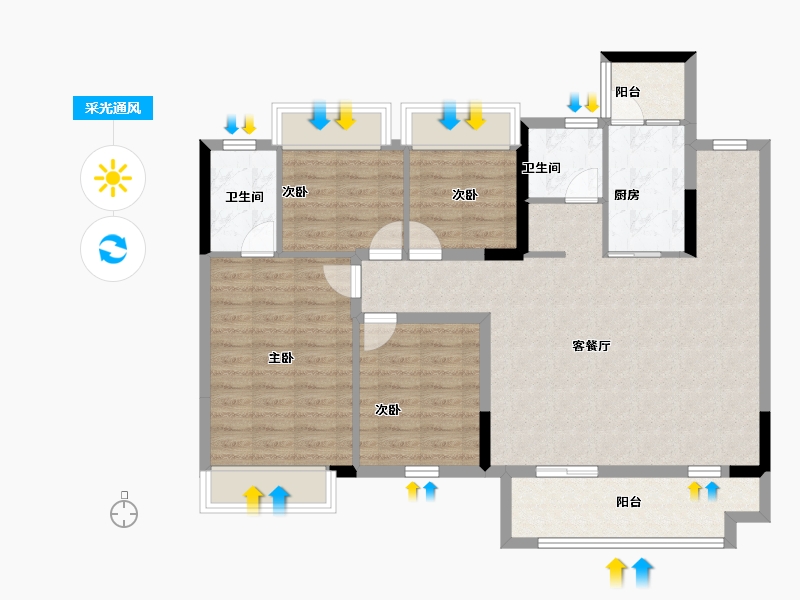 四川省-遂宁市-正黄·翡翠湾-99.20-户型库-采光通风