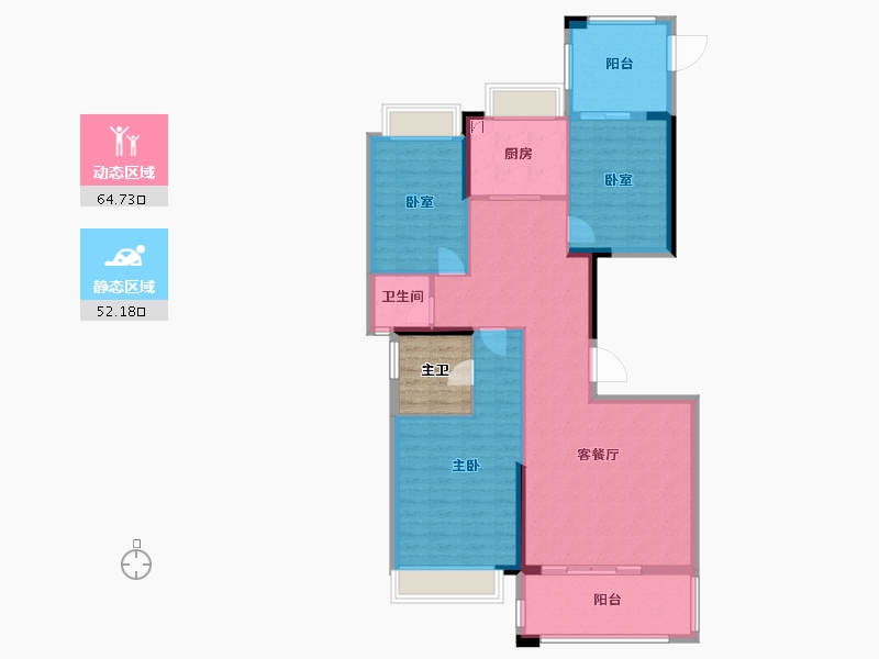 广东省-揭阳市-华美春天-111.16-户型库-动静分区