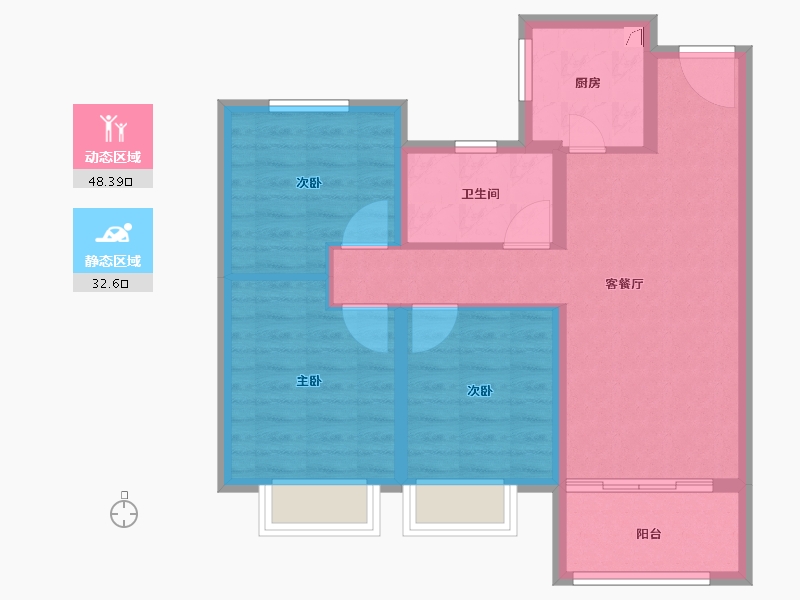 山西省-晋中市-金科·博翠天宸-71.93-户型库-动静分区